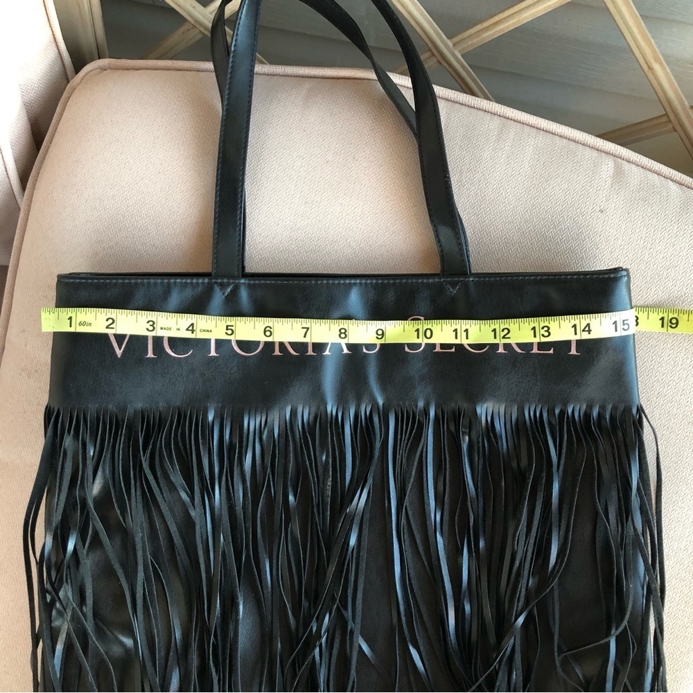 Victoria’s Secret Limited Edition 2018 Faux Leather Black Fringe Tote Bag - Picture 12 of 13